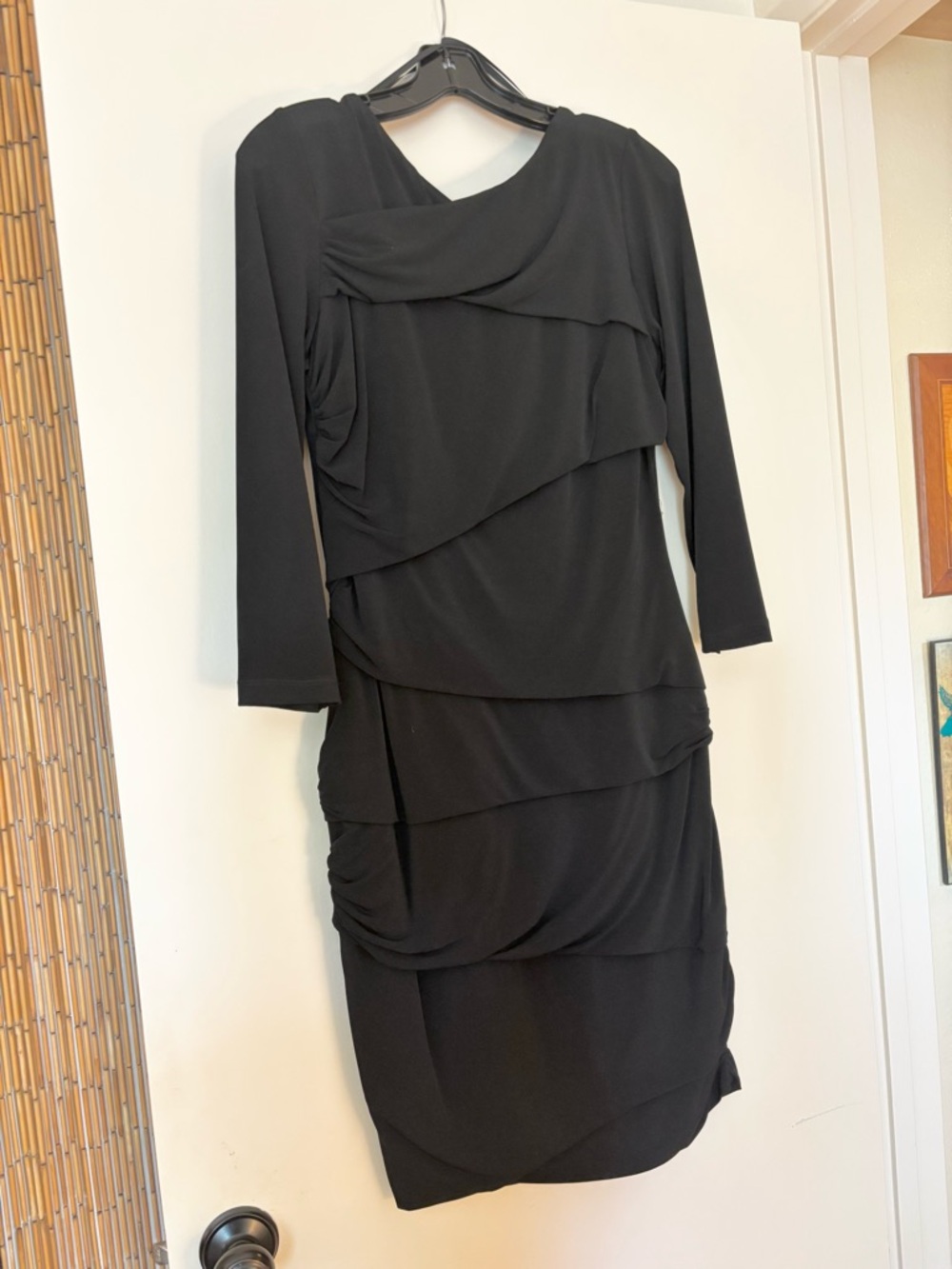 Suzi Chin for Maggy Boutique Black Long-Sleeve Layered Midi Dress
